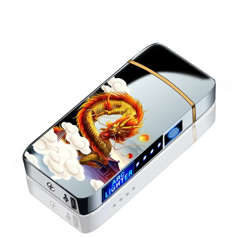 Electric Lighter Double Arc LED Display USB Rechargeable Smoking Accessories Outdoor Windproof Touch SensitiveHigh power Lighter