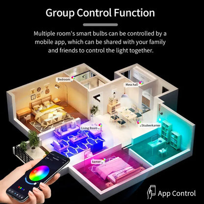 Tuya E27 Led Light Bulbs Bluetooth Smart Bulb 9W Color Changing Light Dimmable RGB Led Lamp 220V 110V Smart Life App Control A60