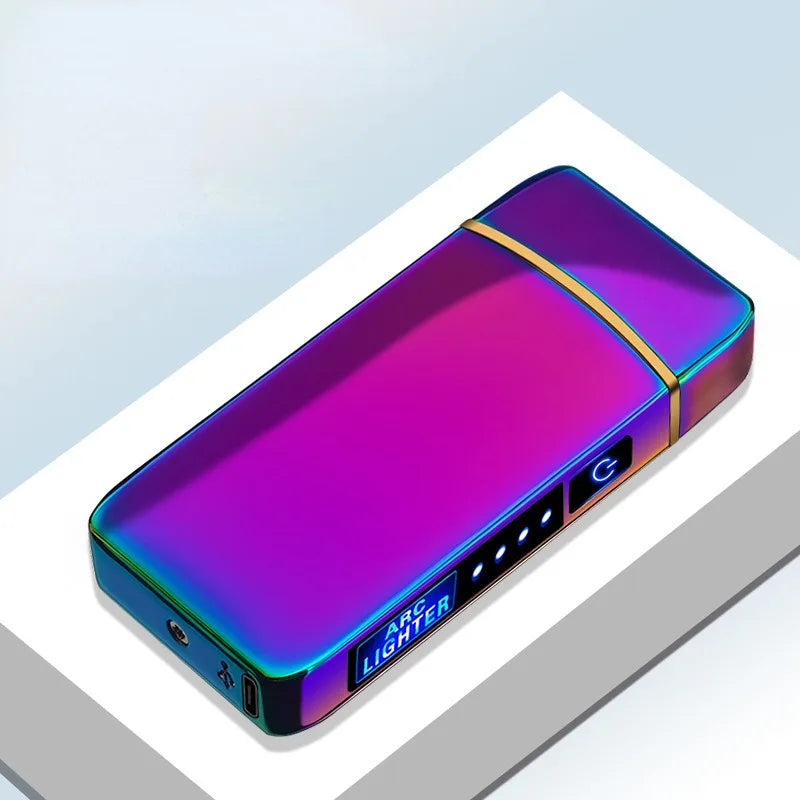 Electric Lighter Double Arc LED Display USB Rechargeable Smoking Accessories Outdoor Windproof Touch SensitiveHigh power Lighter