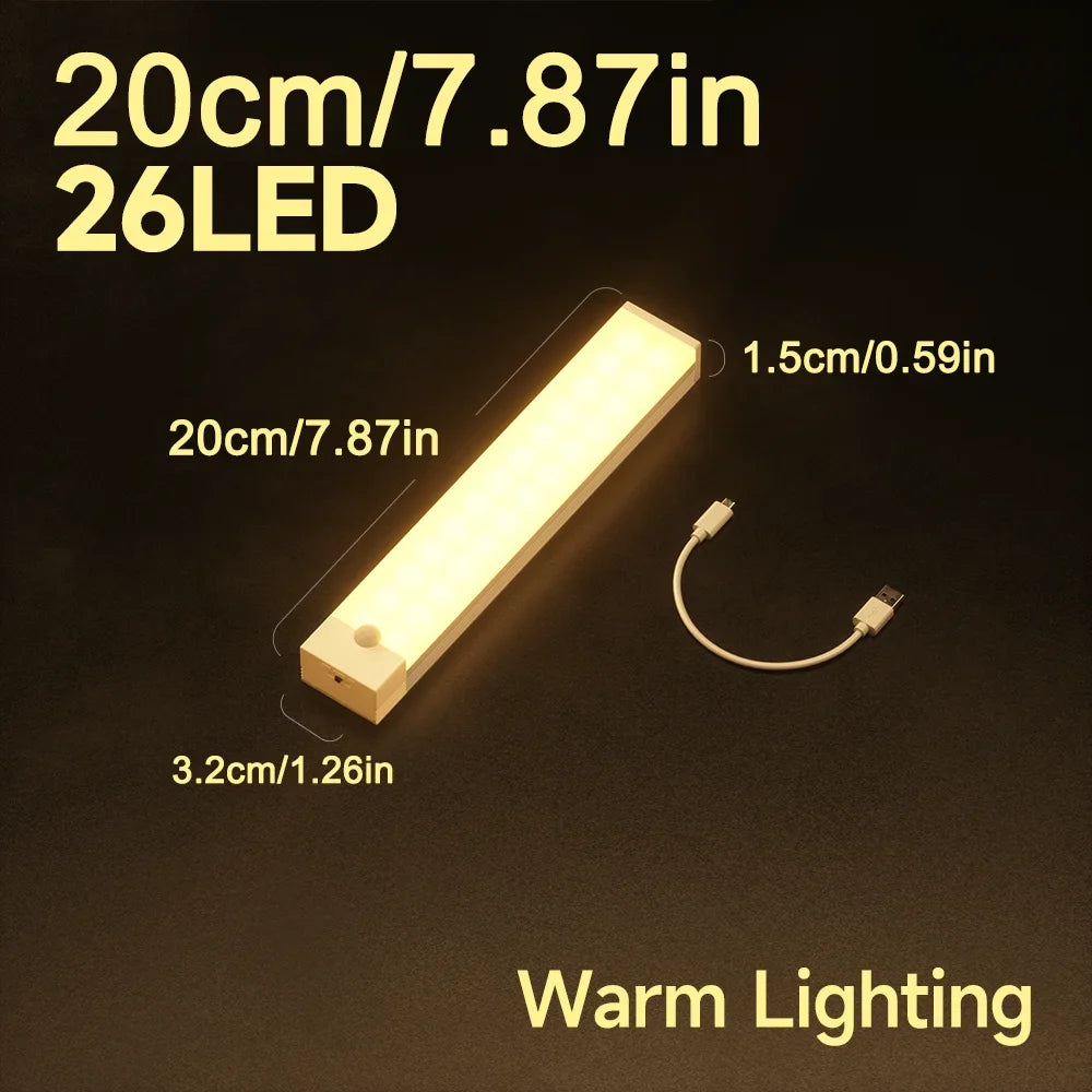 Wireless Motion Sensor LED Night Lights Human Induction USB Rechargeable Light Bedroom Corridor Kitchen Under Cabinet Wall Lamp