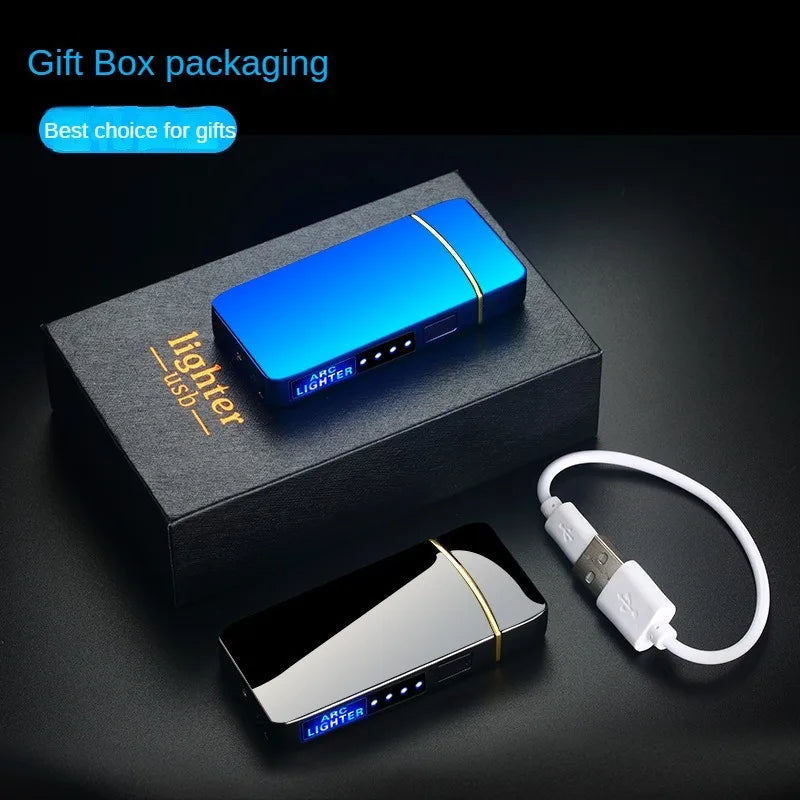 Electric Lighter Double Arc LED Display USB Rechargeable Smoking Accessories Outdoor Windproof Touch SensitiveHigh power Lighter