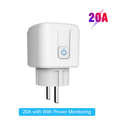 Zigbee Smart Plug 20A EU Smart Socket With Power Monitoring Timing Function Voice Control Via Alexa Google Home Yandex