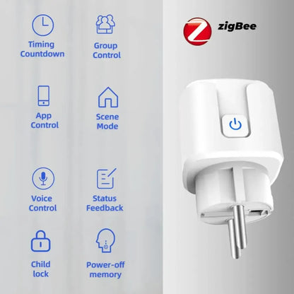 Zigbee Smart Plug 20A EU Smart Socket With Power Monitoring Timing Function Voice Control Via Alexa Google Home Yandex