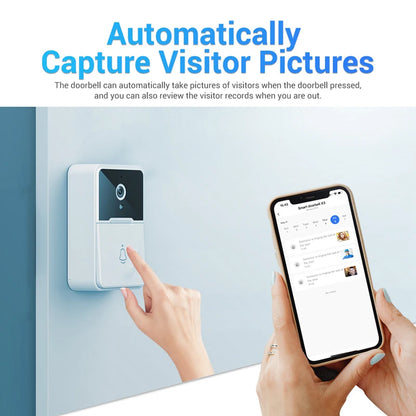 2.4G WiFi Video Doorbell Camera Visual Wireless Smart Doorbell Night Vision Two-Way Audio Cloud Storage Security Door Bell Chime