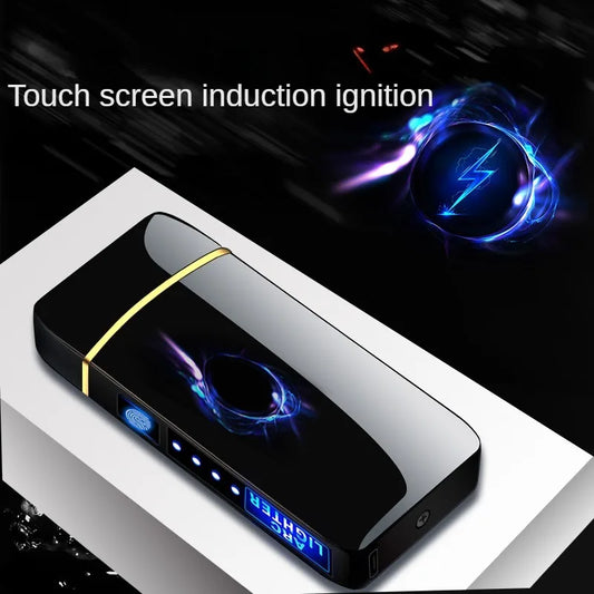 Electric Lighter Double Arc LED Display USB Rechargeable Smoking Accessories Outdoor Windproof Touch SensitiveHigh power Lighter