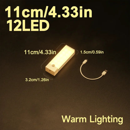 Wireless Motion Sensor LED Night Lights Human Induction USB Rechargeable Light Bedroom Corridor Kitchen Under Cabinet Wall Lamp