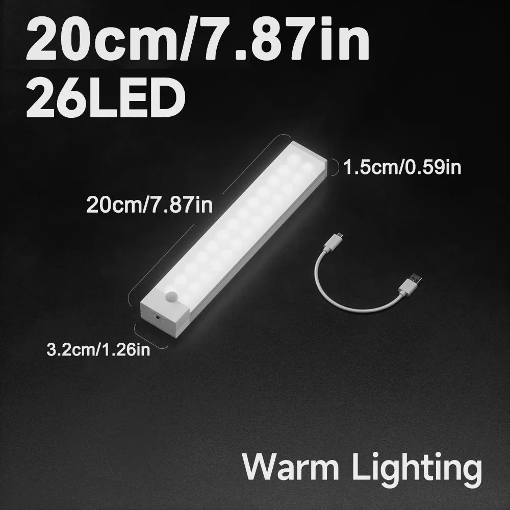 Wireless Motion Sensor LED Night Lights Human Induction USB Rechargeable Light Bedroom Corridor Kitchen Under Cabinet Wall Lamp