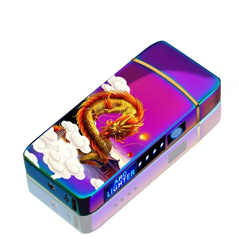 Electric Lighter Double Arc LED Display USB Rechargeable Smoking Accessories Outdoor Windproof Touch SensitiveHigh power Lighter